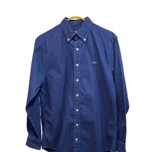 Vineyard Vines Slim Fit Corduroy Whale Shirt Blue Mens small  LS Button